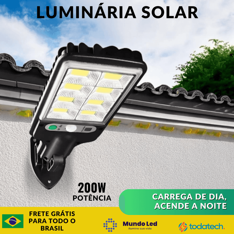 Luminária Solar 8 Leds Para Poste Rua