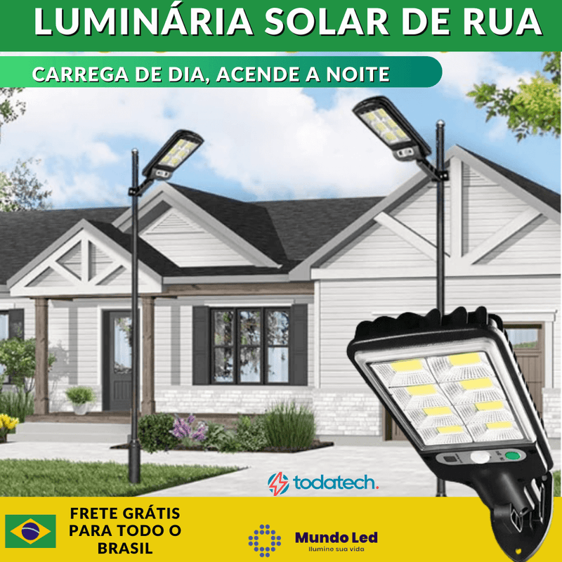 Luminária Solar 8 Leds Para Poste Rua