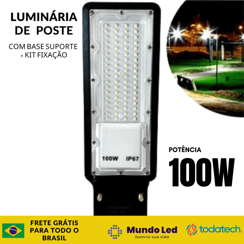 Luminária Pública Led 100w Poste Smd Branco Frio Ip67