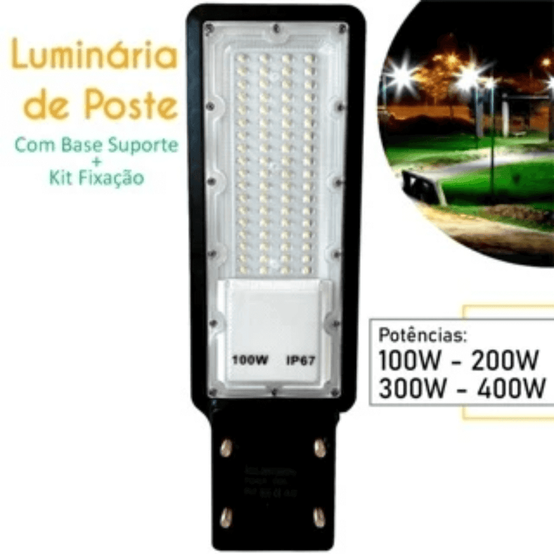 Luminária Pública Led 100w Poste Smd Branco Frio Ip67